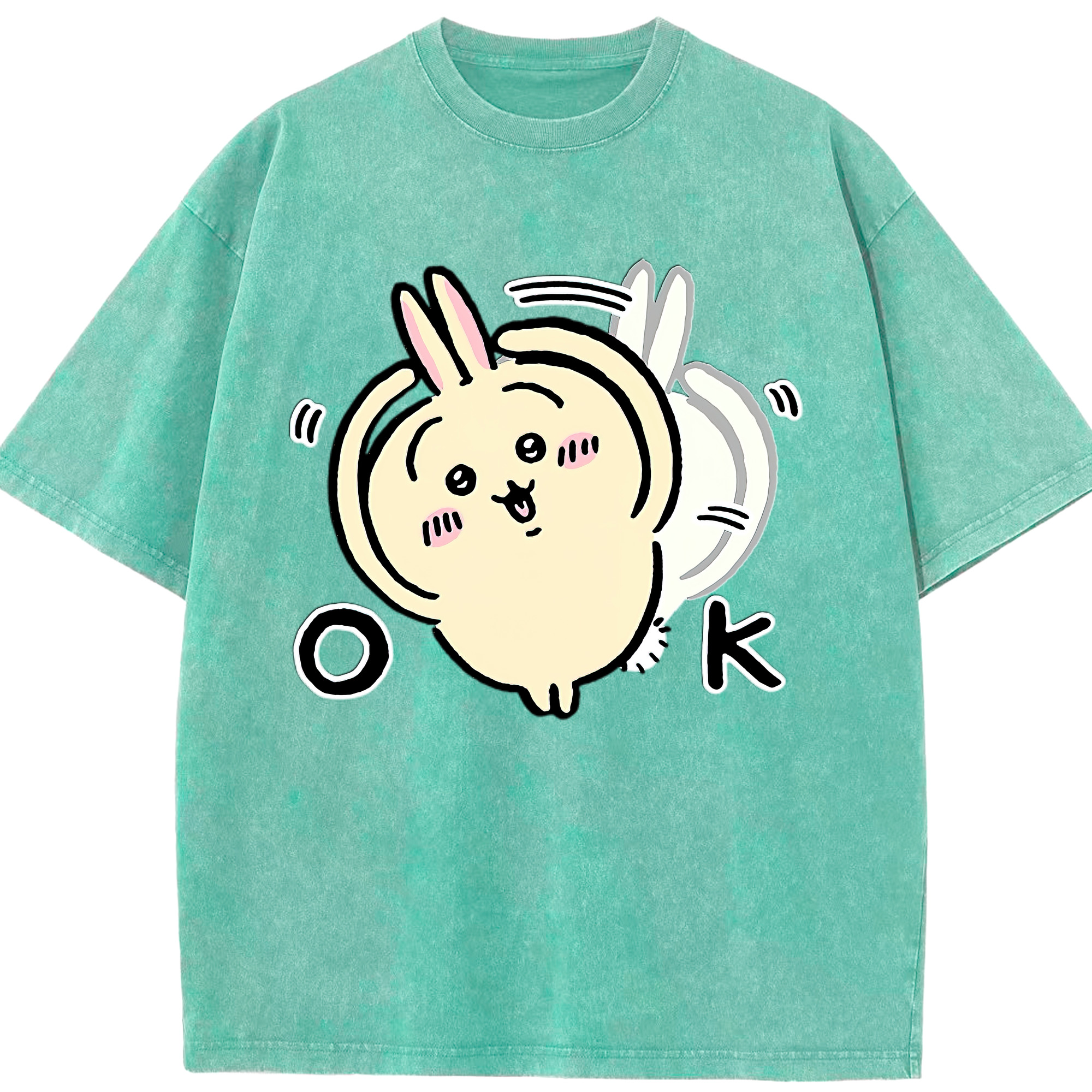 （画像用） ちいかわ うさぎ Chii-kawa usagi 綿100% ヴィンテージ風 半袖Tシャツ（フロントプリント）